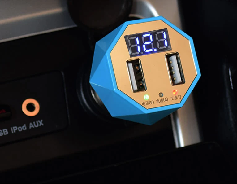 Автомобильное зарядное устройство цифровой дисплей двойной USB мода 5V 2.1A для iPhone