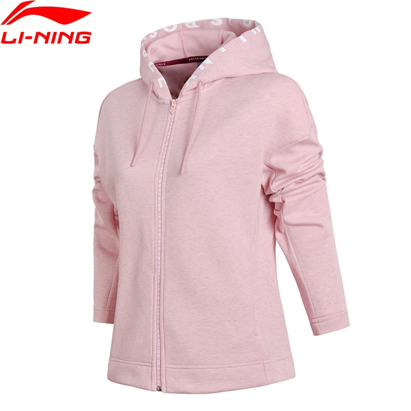 Li-Ning, женская трикотажная толстовка с капюшоном, свитер, вязаный, для фитнеса, спорта, спасательный жилет, на молнии, комфортный, пондирома, подкладка, спортивные свитера AWDN054 CJFM18