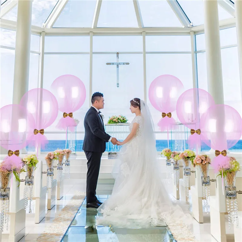 

18 inch Wave Ball Explosion-proof Balloon Transparent Mesh Bow Birthday Event Wedding Party Decoration