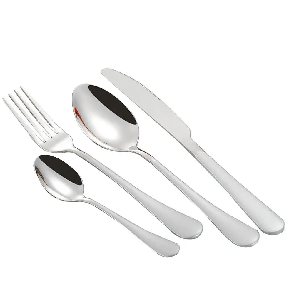 Оптовая продажа черный белый набор столовых приборов из нержавеющей стали