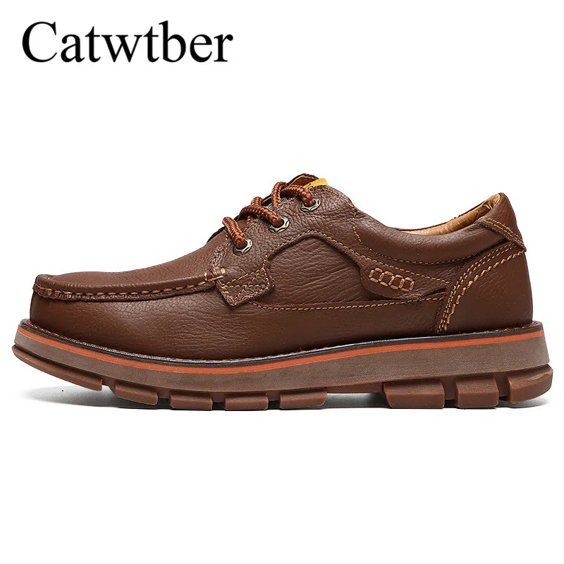 Catwtber Для мужчин ботильоны осень-зима работа загрузки Туфли без каблуков кожаная
