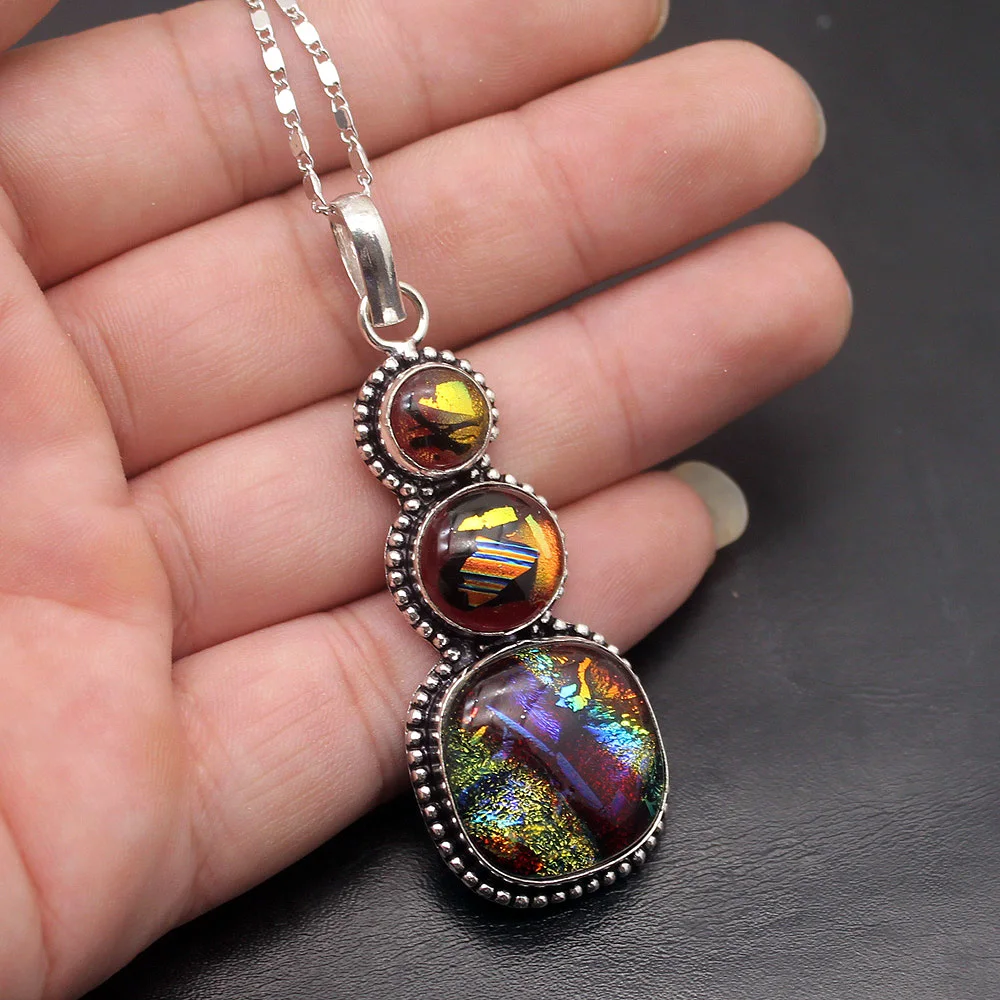 Hermosa серебро 925 пробы цвет много драгоценных камней дихроическое стекло