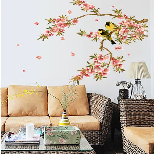 И 3D наклейки на стену с изображением животных ветки Птицы цветка дерева кота для