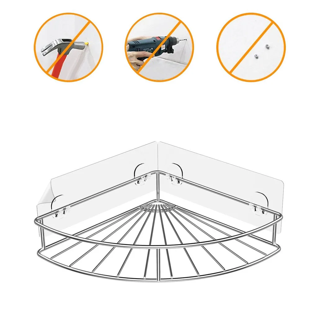 

Practical Stainless Steel Adhesive Corner Bathroom Shelf Storage Wall Shelf Organizer Convenient Products Free Shipping A65