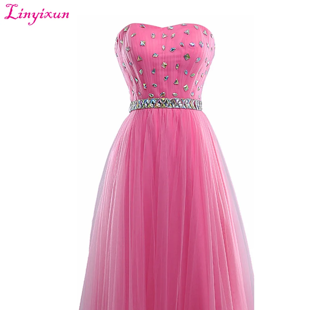 Linyixun реальное фото Новое поступление платья для выпускного вечера 2017 вышитое