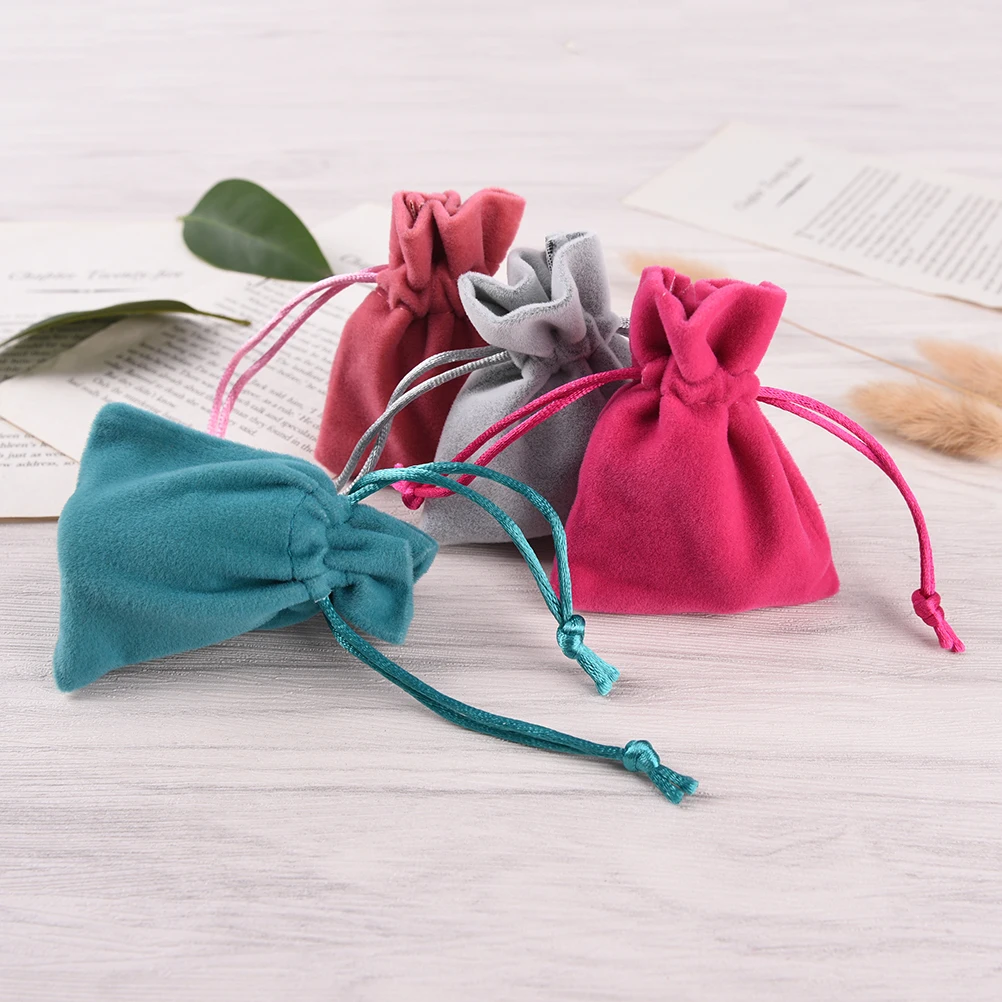 2PCS Wedding Party Favors Pretty Velvet Jewelry Pouches Gift Bags Coins Purse With Drawstring Random Color 2X7X9cm | Багаж и сумки