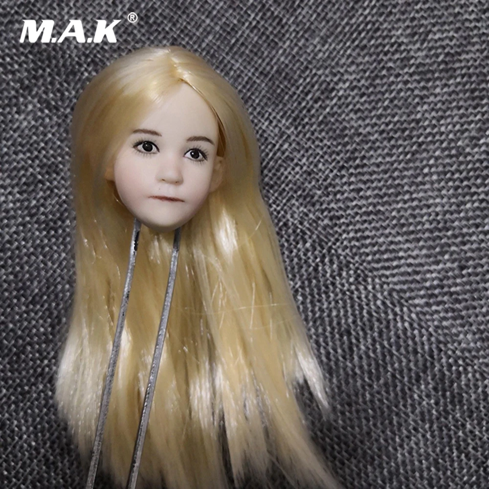 Масштаб 1/6 милая голова для девочки маленькой резная модель светлые волосы экшн