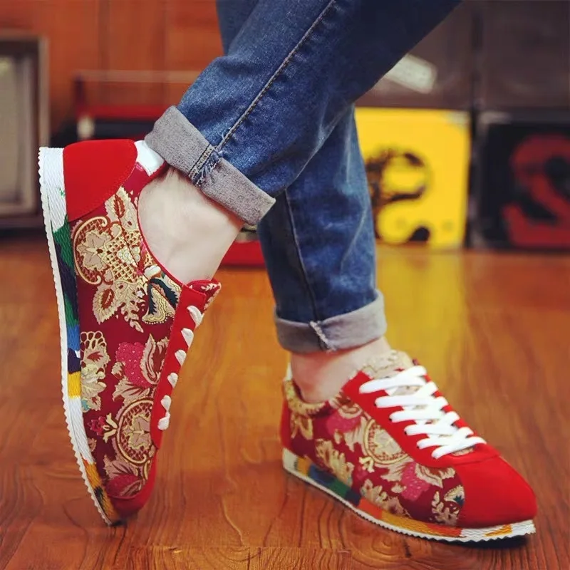 Парусиновая Мужская обувь в китайском стиле с граффити модная индивидуальная