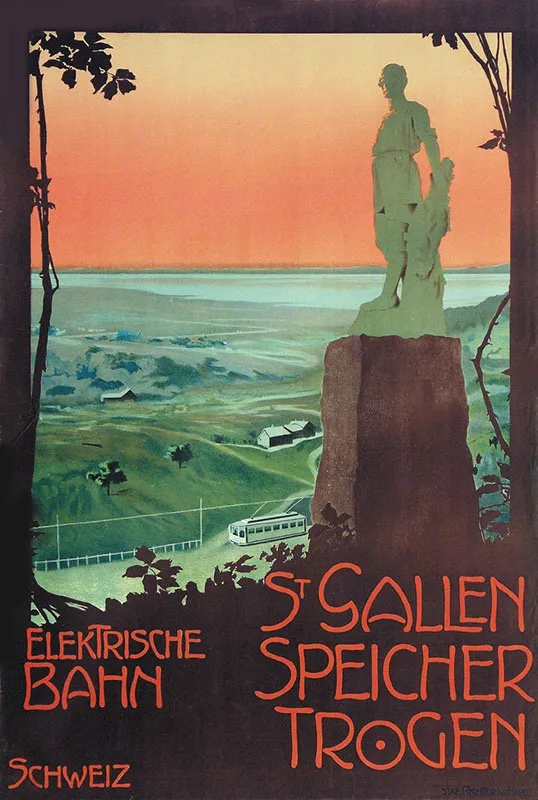 Швейцария St. Gallen туристические плакаты Rhein-Bodensee-Santis классические Наклейки на