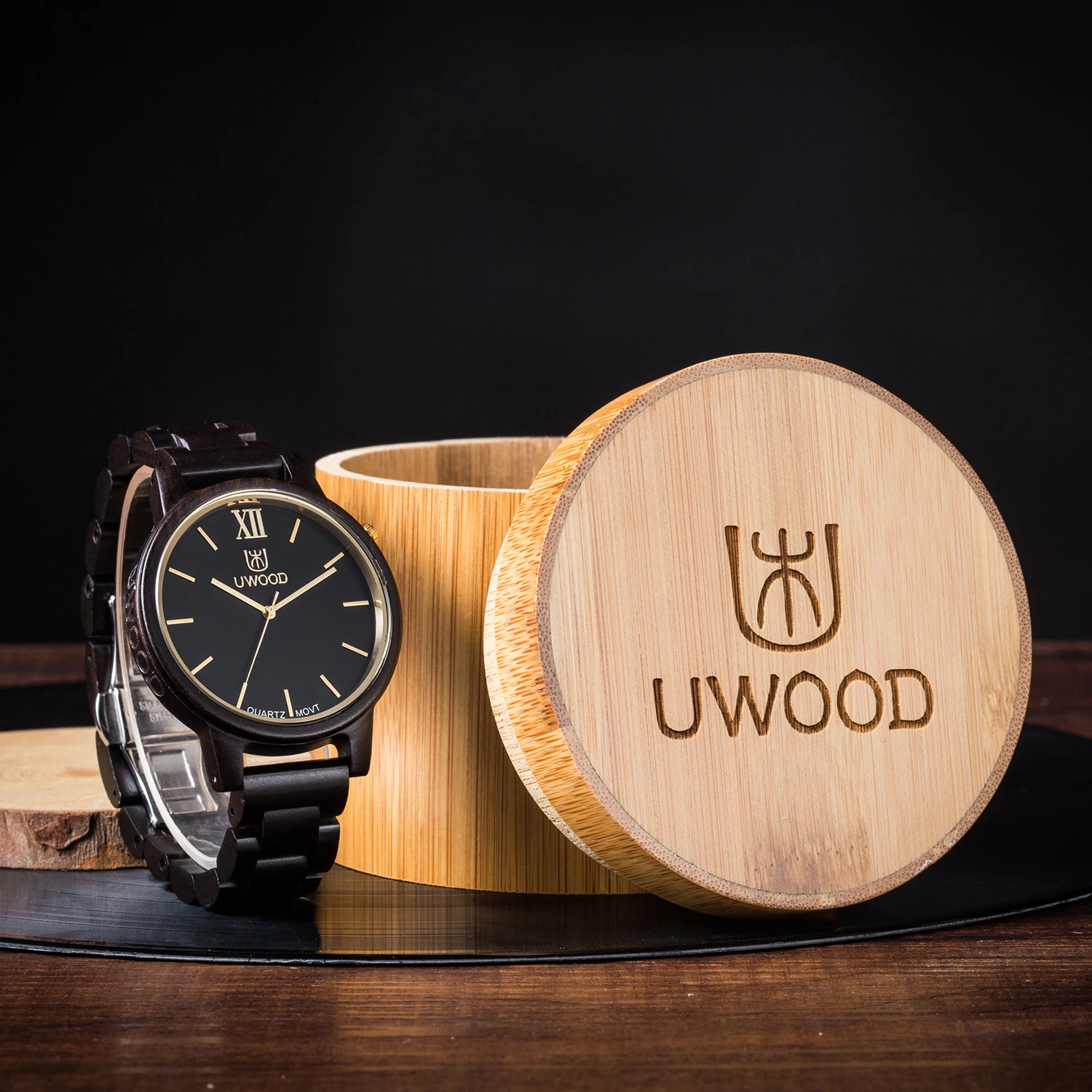 UWOOD деревянные наручные часы Мужские кварцевые часы винтажные минималистичные повседневные браслет ручной для мужских часов