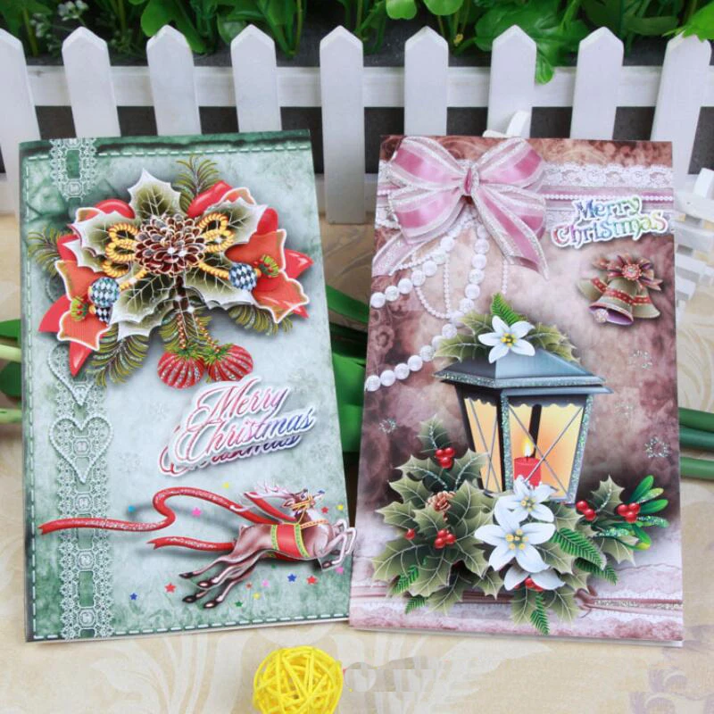 8 шт./лот рождественские поздравительные открытки с трехмерным принтом