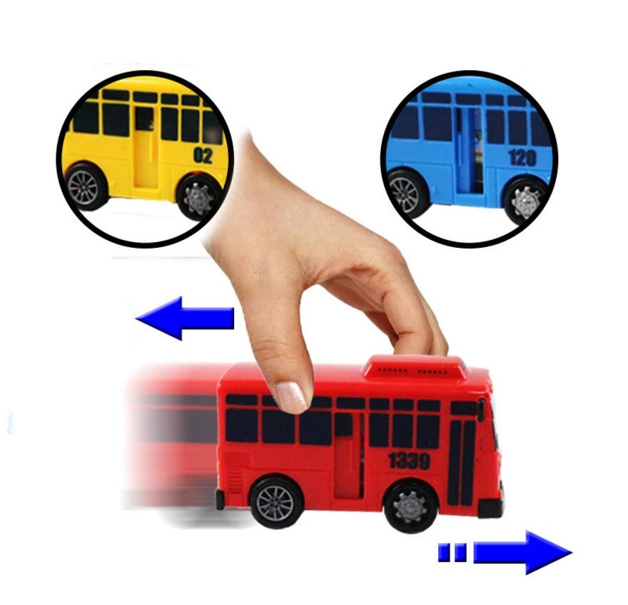 

4pcs/set Tayo the little bus Korean Miniature Bus Cartoons oyuncak araba car model mini plastic pull back tayo bus for kids