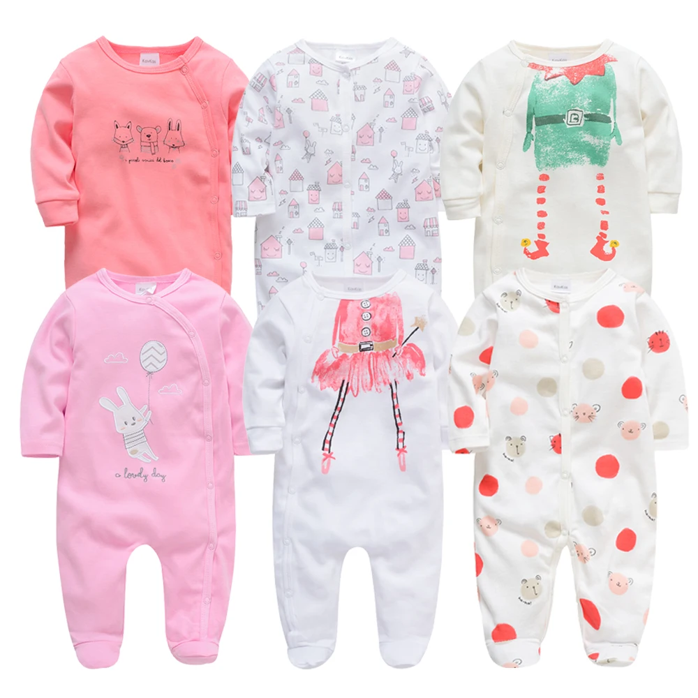 

2020 6Pcs 3PCS Baby Girls Rompers Long Sleeve Cute Summer Baby Clothes Cotton Newborn 0-12 months roupa de bebe Jumpsuit Outwear