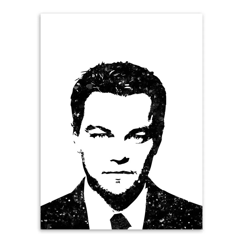 Акварельная Современная черно белая картина Leonardo Movie Superstar холст A4 печать плакат