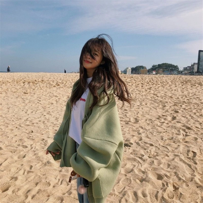 Женский кашемировый свитер с капюшоном и молниями большой размер осенне-зимний