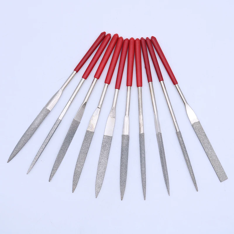 Набор алмазных иголок 10 шт. плоская треугольная круглая гравировальная пилка