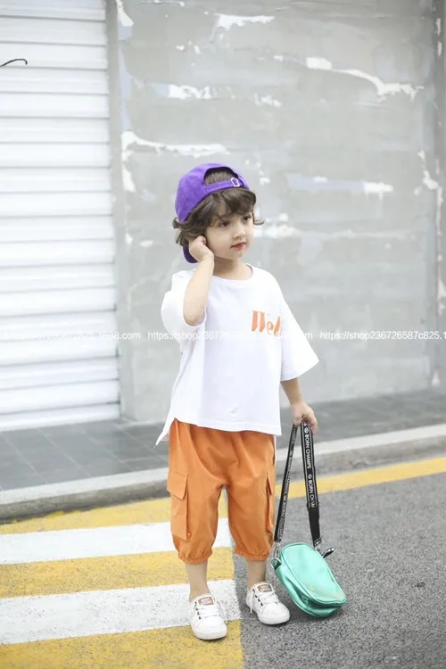 Летний костюм для мальчиков Новинка 2019 года футболка с короткими рукавами