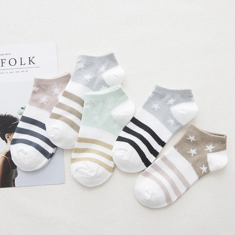 5 пар весенне летних женских носков лодок ярких цветов жаккардовые хлопковые