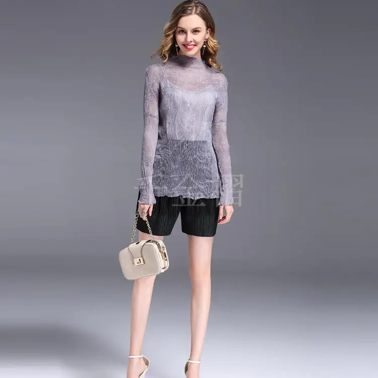 Miyake Fold Top Perspective джемпер новый код тонкая индивидуальная Универсальная женская