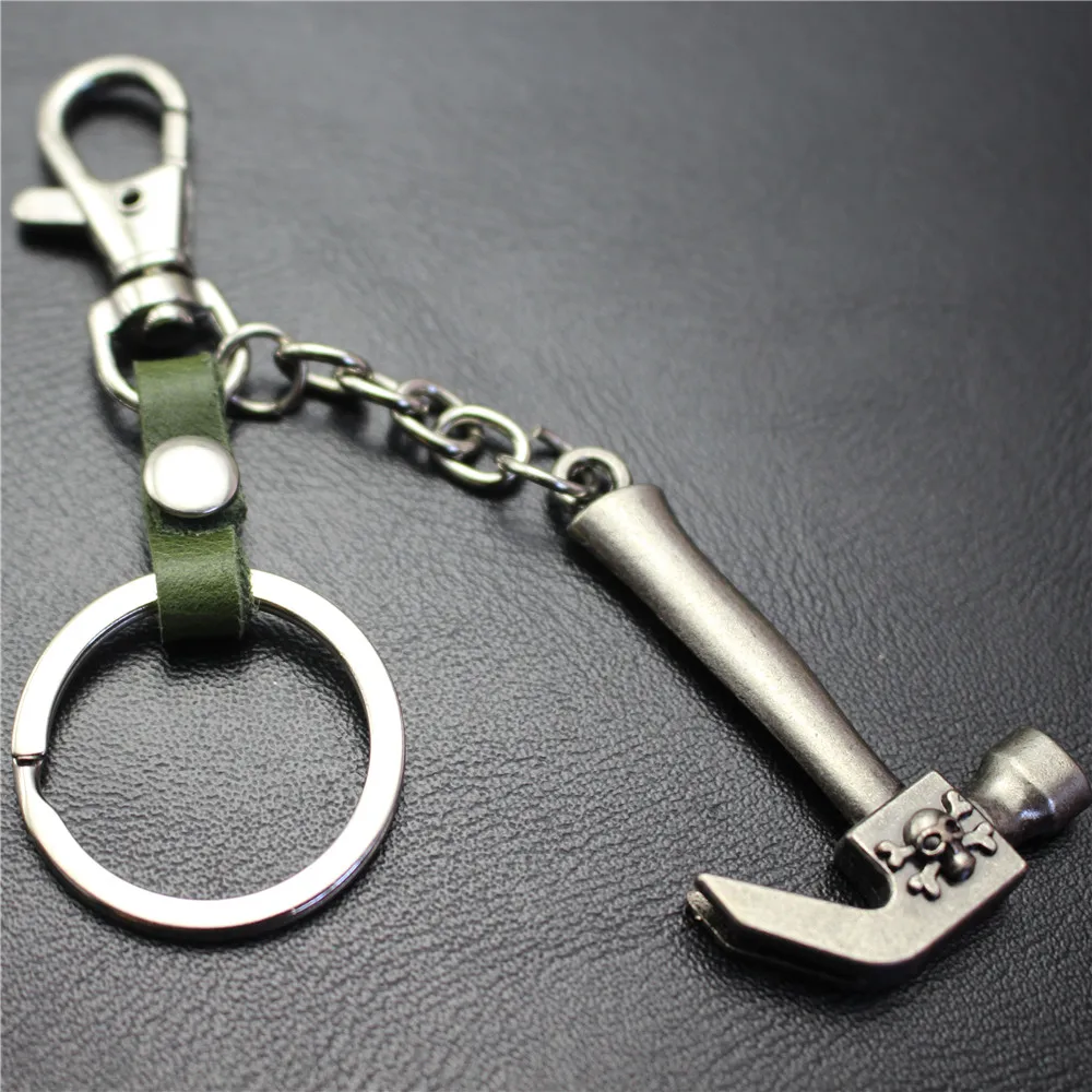 Vintage Ancient Silver Hammer Of The Pirate Symbol Keychain Leather Key Chain Car Holder Keyring Bag Hang Charms Pendant | Украшения и