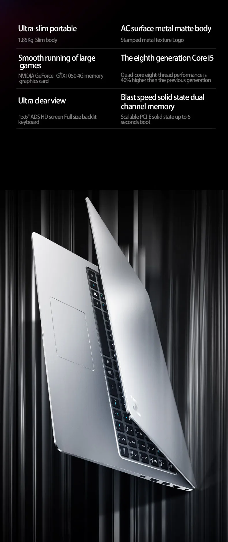 MaiBenBen Damai 6S для игрового ноутбука i5-8250U+ GTX1050 4G видеокарта/8G ram/256G SSD/Dos/Win10 15," ADS HD экран ноутбука