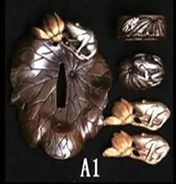 A 1 Горячая 27 стиль латунная защита TSUBA для японского самурайский меч катана аксессуар W/CRANE тема-TSUBA+ FUCHI+ KASHIRA+ MENUKI - Цвет: A 1