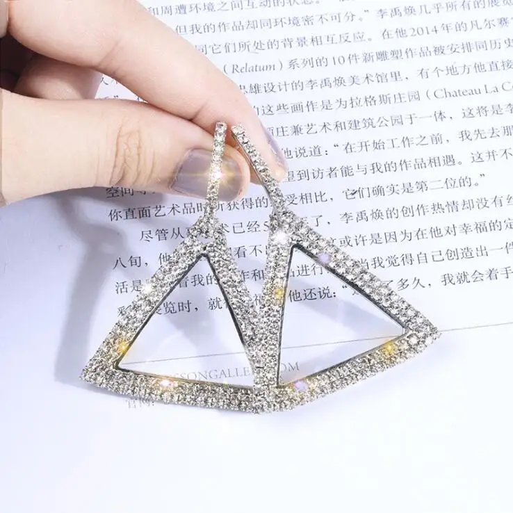 

Geometric Triangle Crystals Earings For Women Girls Statement Piercing Jewelry Oorbellen Brincos Bijoux