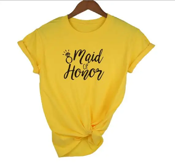 yellow t black HONOR Рисовый дизайн, девичник, вечерние отряд "невеста", подружка невесты, футболка, повседневная, свадебная, розовая, золотая, с принтом, для женщин, командный Топ, футболка - Цвет: yellow t black HONOR