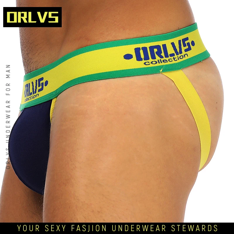 

ORLVS Brand Gay Men Underwear Jockstrap Sexy Tanga Hombre Cotton Thong Men String Homme Cotton Sissy Panties Lingerie OR178