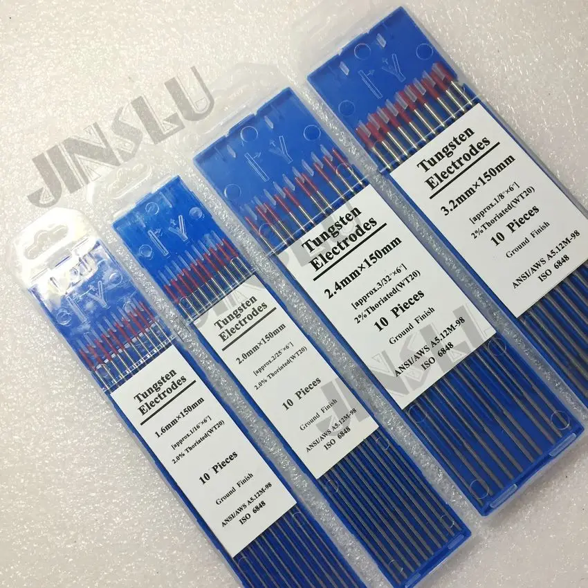 2% red tip WT20 Thorium Tungsten electrode 150mm (1.6/2.0//2.4/3.2mm each 10PCS) for TIG welding FREE SHIPPING
