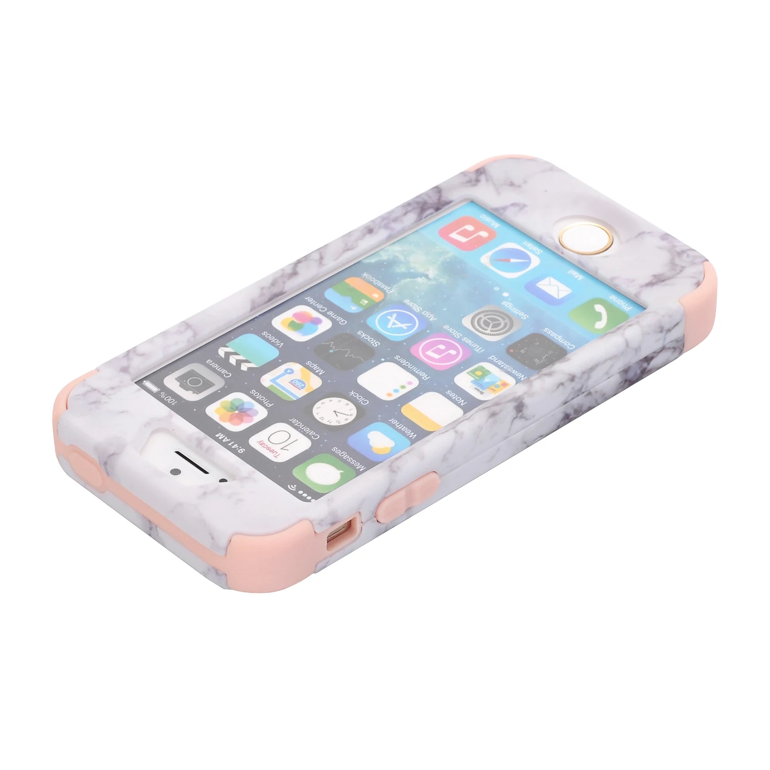Чехлы для iPhone 5 5S SE популярный мраморный дизайн Жесткий ПК + Мягкий силиконовый