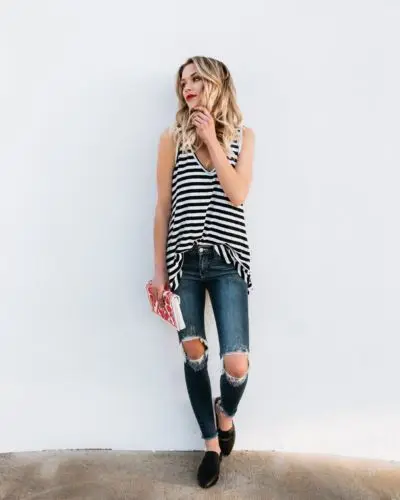 Женские Модные полосатые топы хлопка жилет Повседневное футболки свободные без