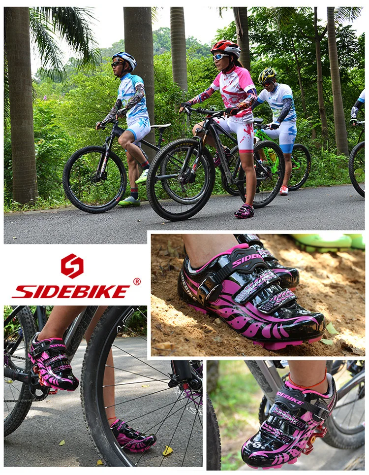 SIDEBIKE/Новинка года; Профессиональная женская обувь для велоспорта; Нескользящая дышащая обувь для горного велосипеда и горного велосипеда с пряжкой и застежкой на липучке