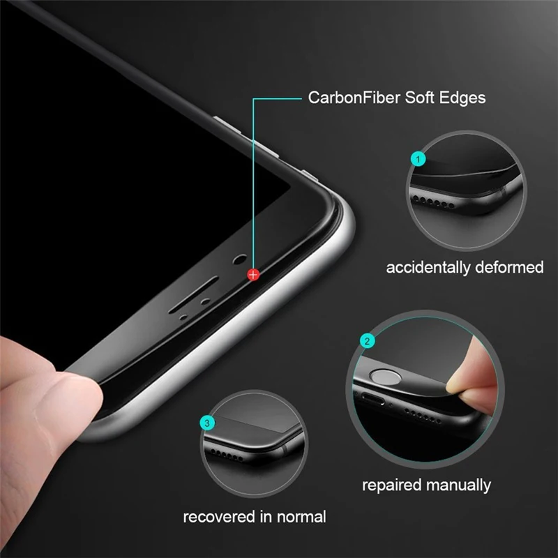 10 шт 3D изогнутое углеродное волокно мягкий край закаленное стекло для iPhone 8 Plus7 6S 6