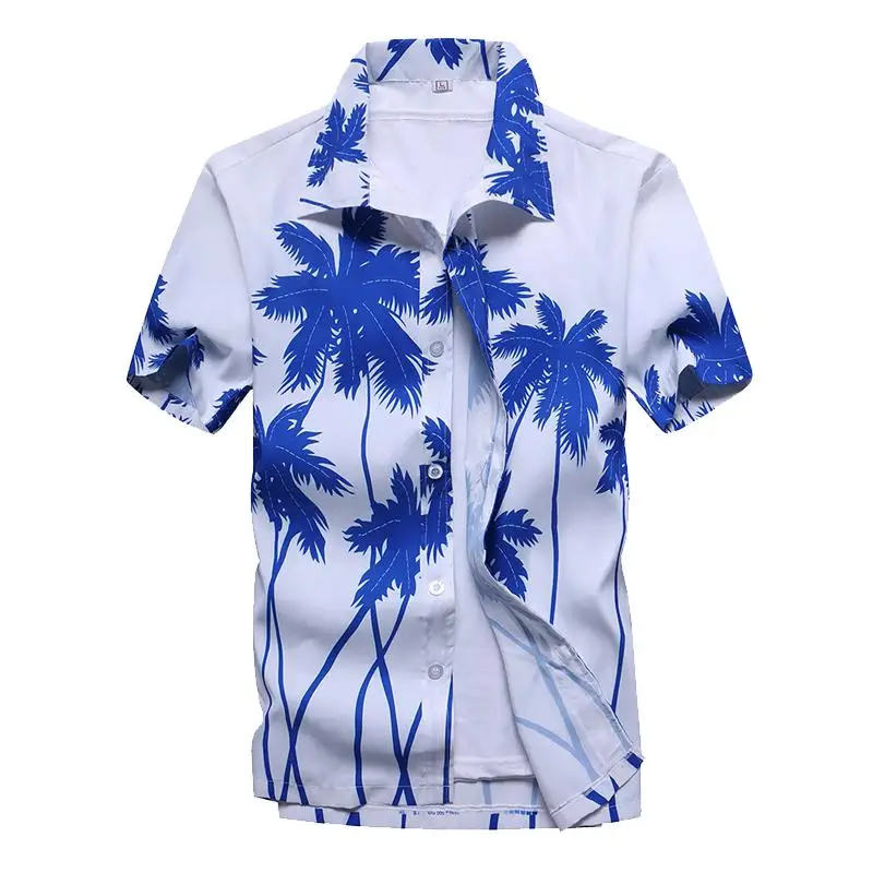 Aloha гавайская рубашка мужская одежда летняя Camisa Havaiana рубашки с принтом "кокосовое дерево" короткий рукав мужская пляжная одежда 5XL - Цвет: 06