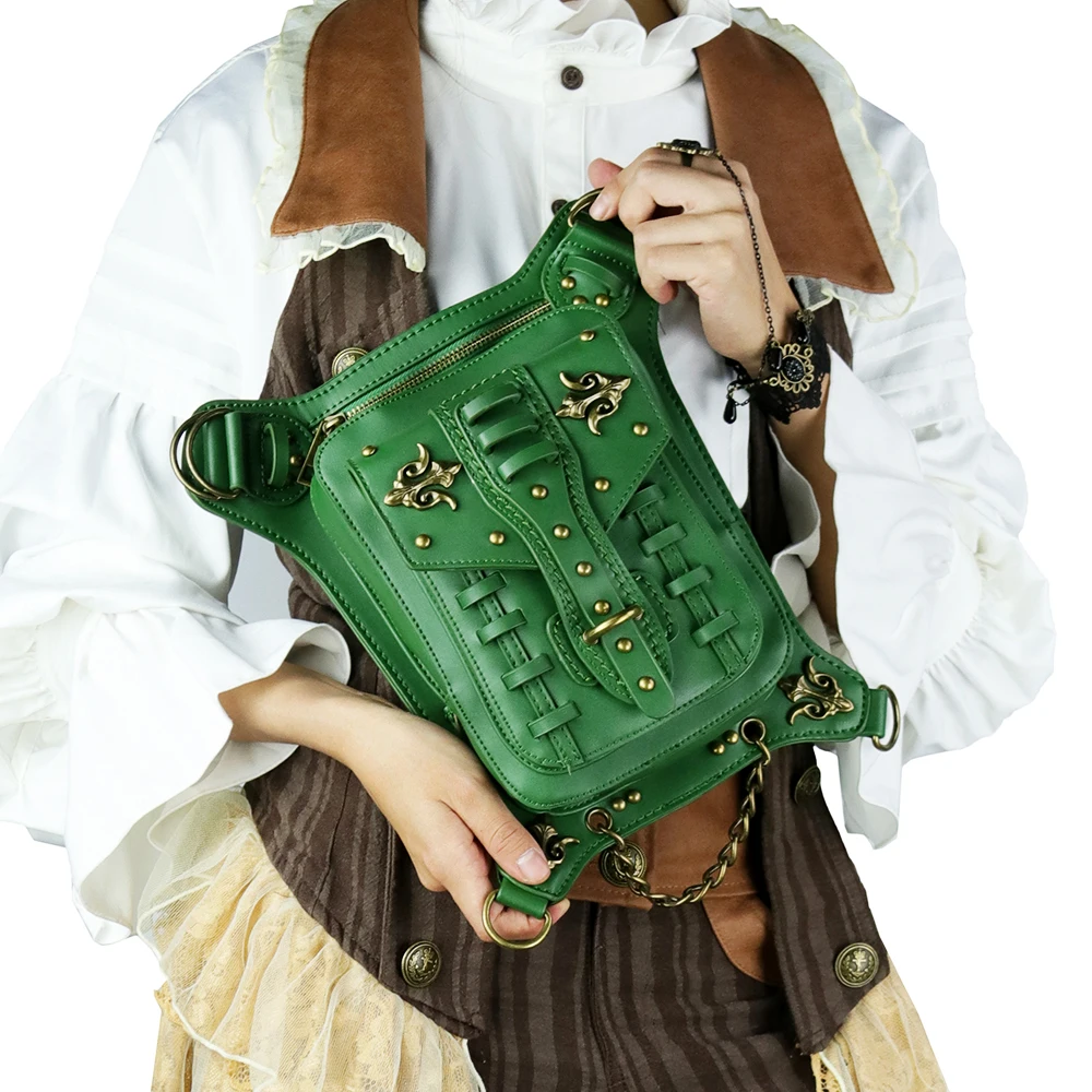 2018 женские панк поясные сумки с цепочкой готические Ретро пряжки кожаные через