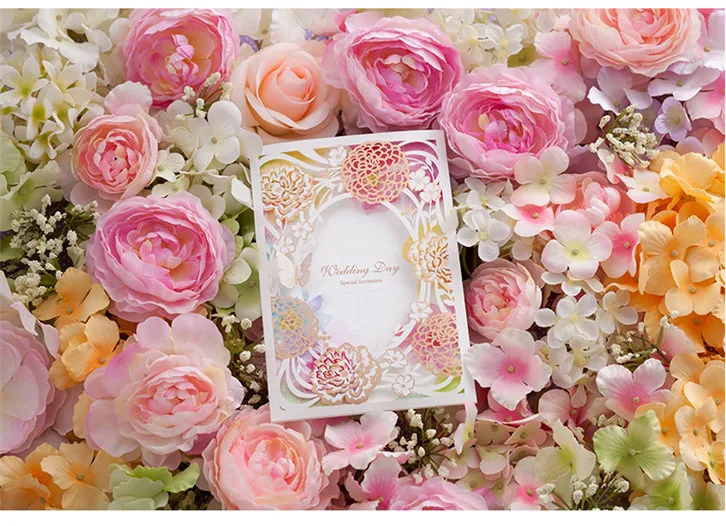 Персонализированные элегантный розовый цвет лазерная резка Флора приглашение