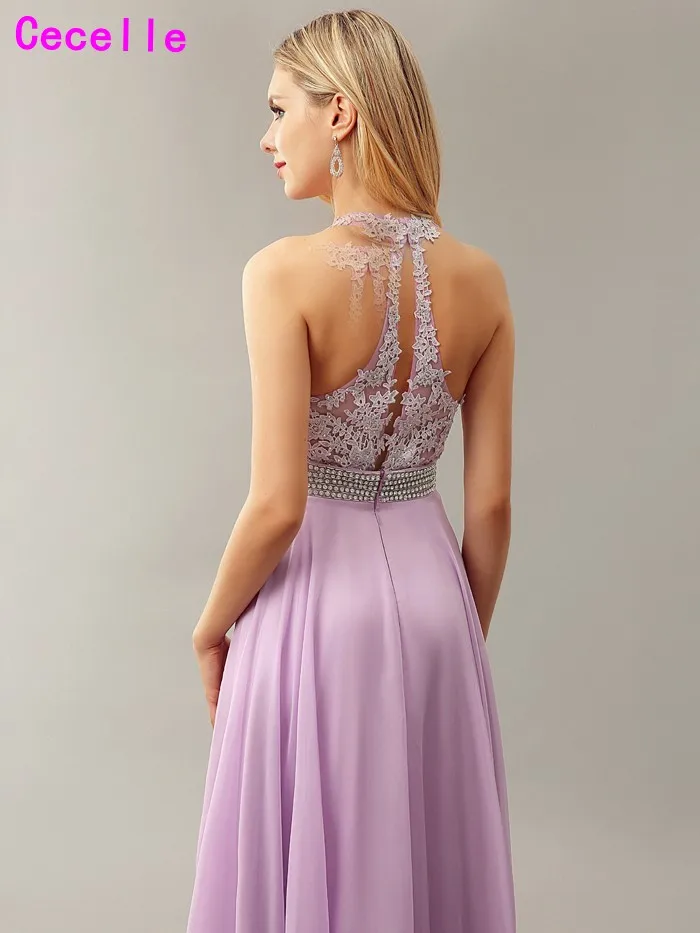 Новое сексуальное сиреневое шифоновое вечернее платье трапециевидной формы с v