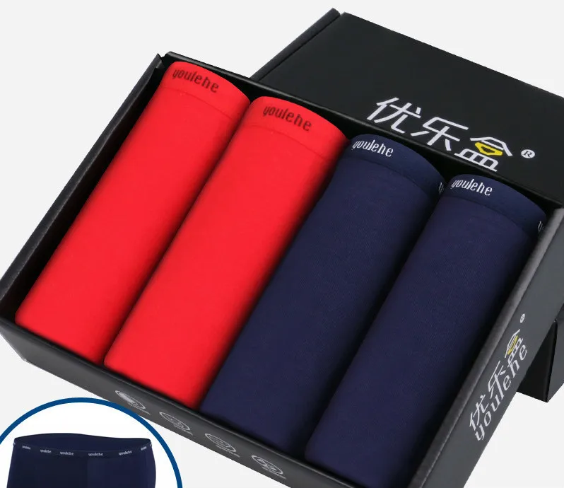 2 Red 2 blue Сексуально трусики трусы для мужские боксеры хлопок раз cuecas боксер и боксер шорты мужчины мужчин нижнее белье моды 4 / припой - Цвет: 2 Red 2 blue