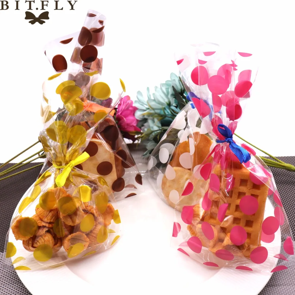 100 шт металлическая сумка для печенья в горошек Упаковочная Сумка пластиковые