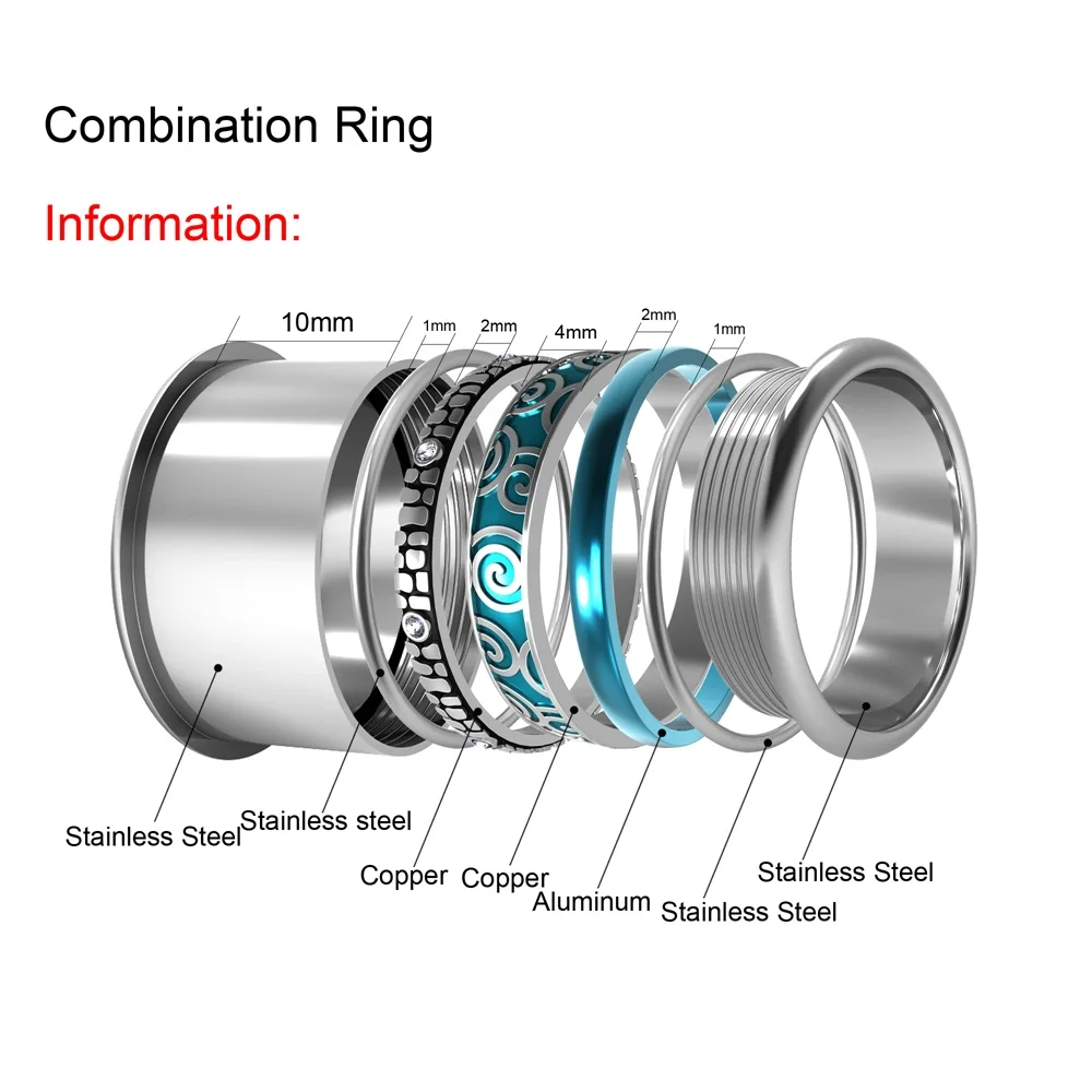 

Dcisgee Women Interchangeable Stainless Steel Rings Weddding Band Ring Accessories Femme Bijoux DIY Jewelry