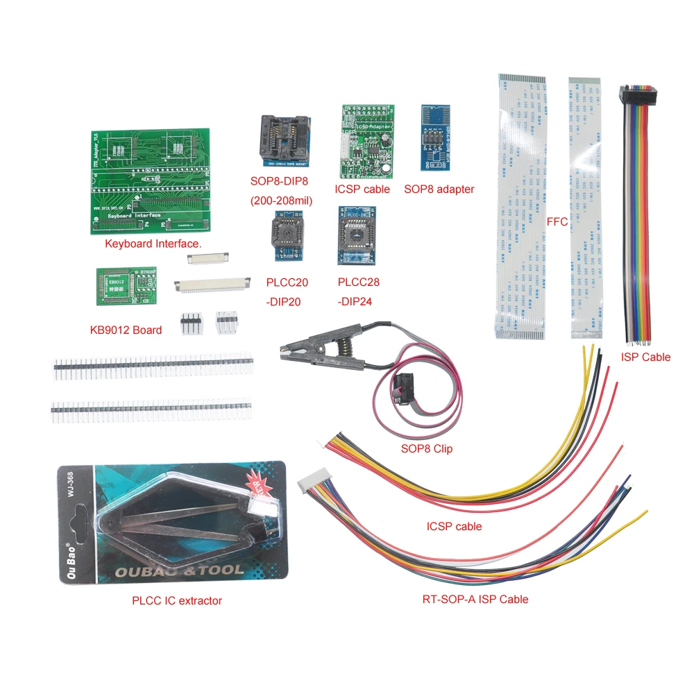 7 шт. адаптеры SOP8 IC клип материнская плата считыватель LCD KB9012 плата клавиатура Интерфейс IC экстрактор для RT809F USB программатор