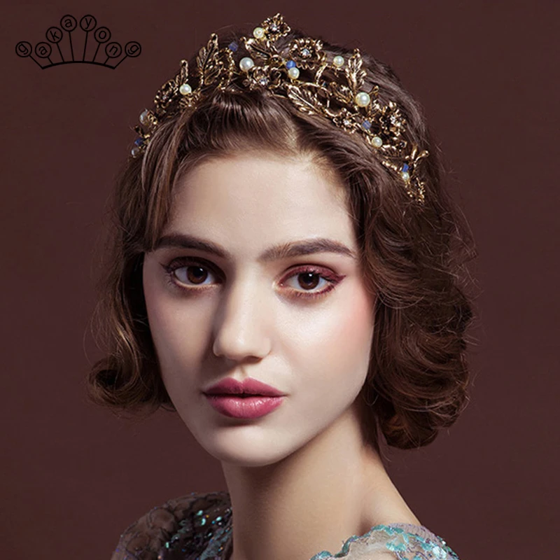 Модная Роскошная свадебная корона в стиле барокко с кристаллами и жемчугом тиары