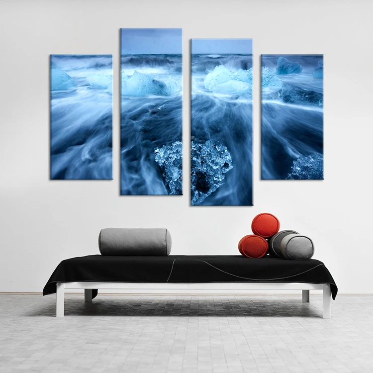Hot Sells 4 Panels photograph of ice Print on Canvas Wall Art Picture Home Decoration for Living Room modern painting | Дом и сад