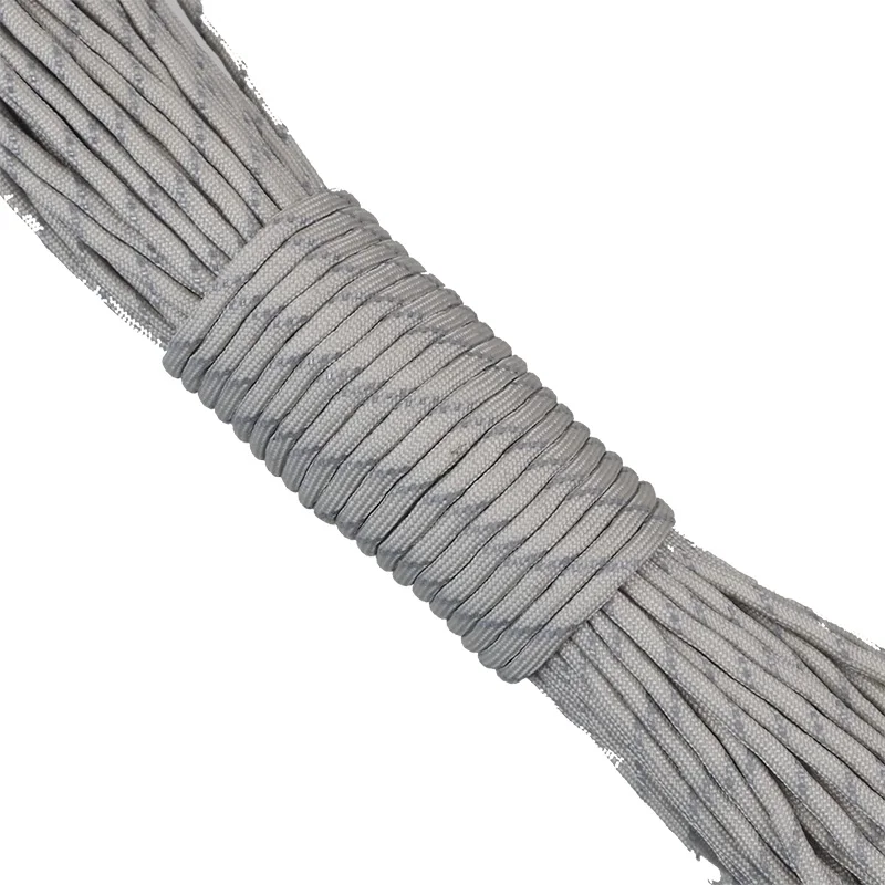 Light gray 12 Colors 7 Strands Reflective Paracord For Outdoor Survival Bracelet Kit DIY Lanyard Camping Hiking Parachute Cord - Цвет: Light gray