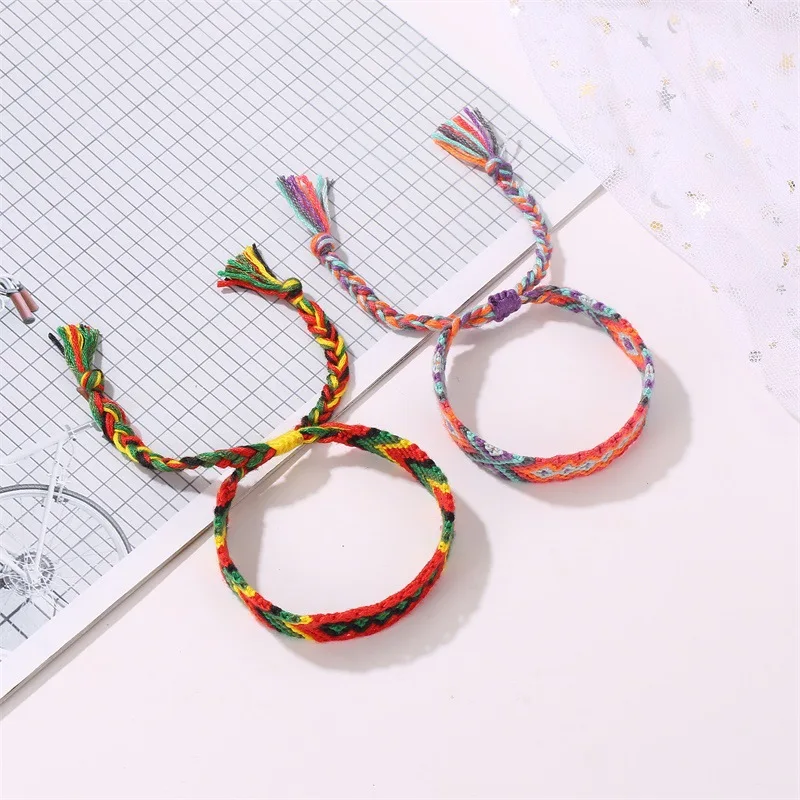 

Hot Bohemian Thread Bracelet Retro Handmade Boho Multicolor String Cord Woven Braided Hippie Friendship Bracelets Women Men