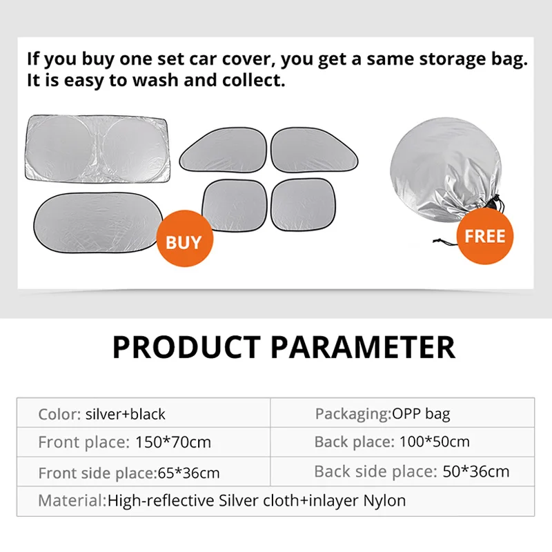 AUXMART Универсальный серебряное покрытие Наборы Защитный Авто от солнца крышки
