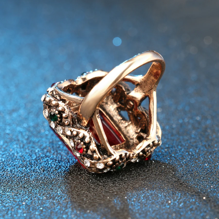 Kinel Шарм большое кольцо винтажное ювелирное изделие цвет древнее золото