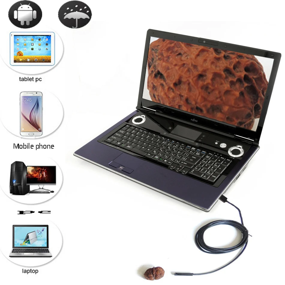 

USB-эндоскоп с водонепроницаемой трубкой, 7 мм, 5 м