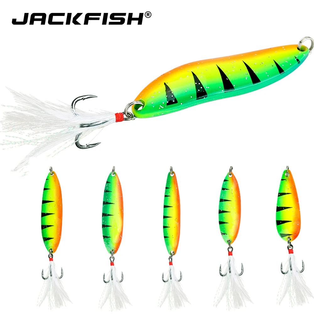 JACKFIS металлическая приманка в виде ложки 5g/9 г/13 г/18 г/21 г для морской рыбалки с